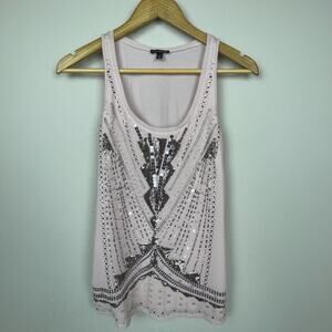 Express XS Pink Sequin Beaded Scoop Neck Top Whimsigoth Fairycore‎ Festival